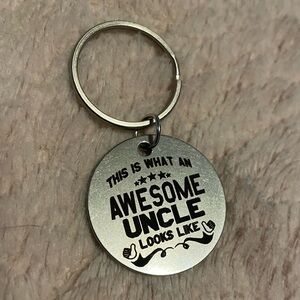 Awesome Uncle Keychain Keyring Bag Charm Round Split Ring Stainless Steel New